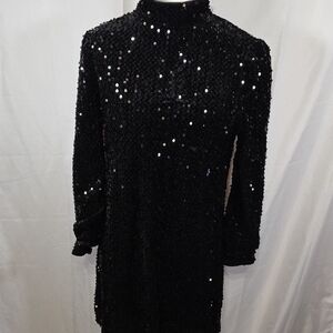 Sanctuary Black Sequin Long Sleeve Dress